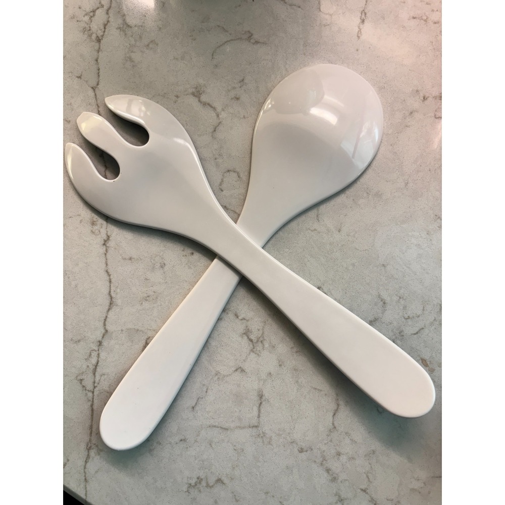 Salad Serve  Spoon Fork‎ Blue White Ombre Melamine Serving Utensils - Picture 11 of 11